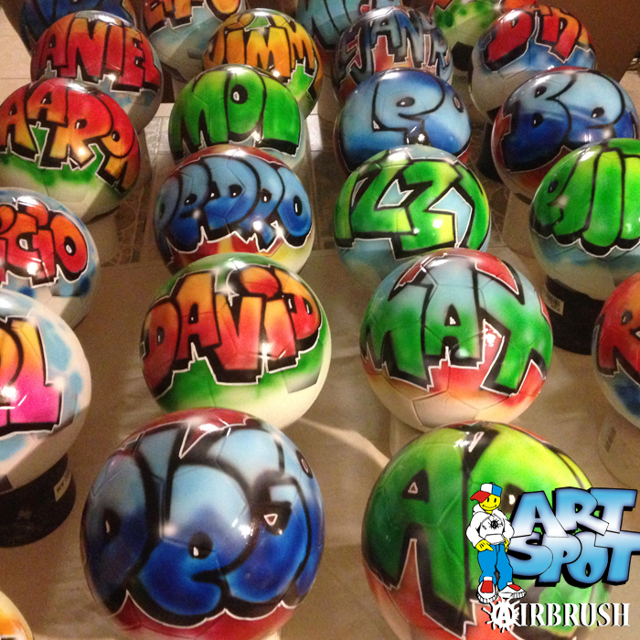 airbrushed soccerballs